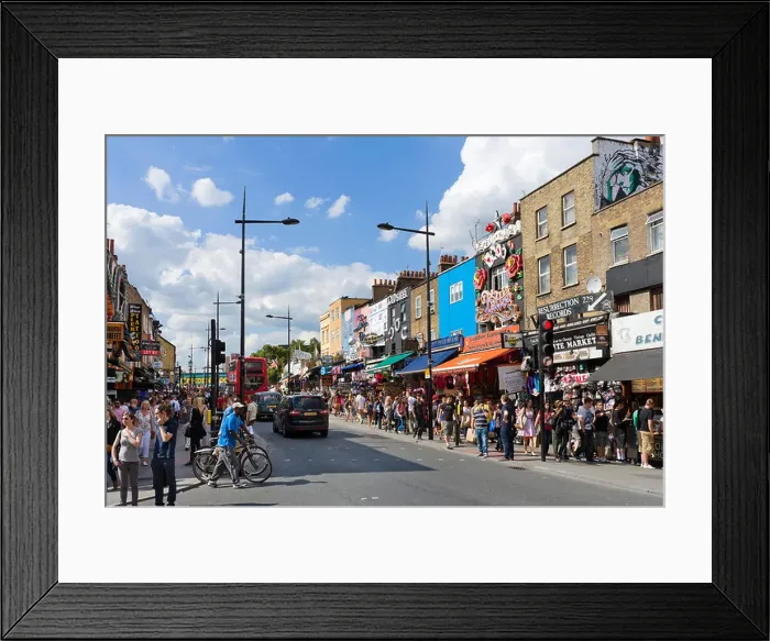 Framed Print : Shops on Camden High Street, Camden Town, North London, England, UK