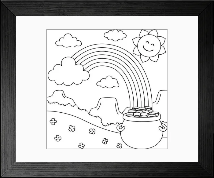 Framed Print : St. Patricks Day Rainbow Coloring Page for Kids