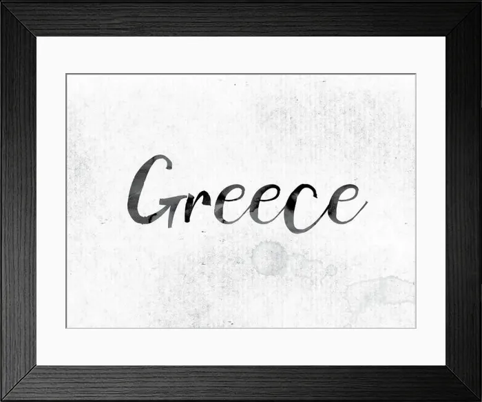 Framed Print : The word Greece concept and theme painted in watercolor ink on a white paper Framed Print : The word Greece concept and theme painted in watercolor ink on a white paper