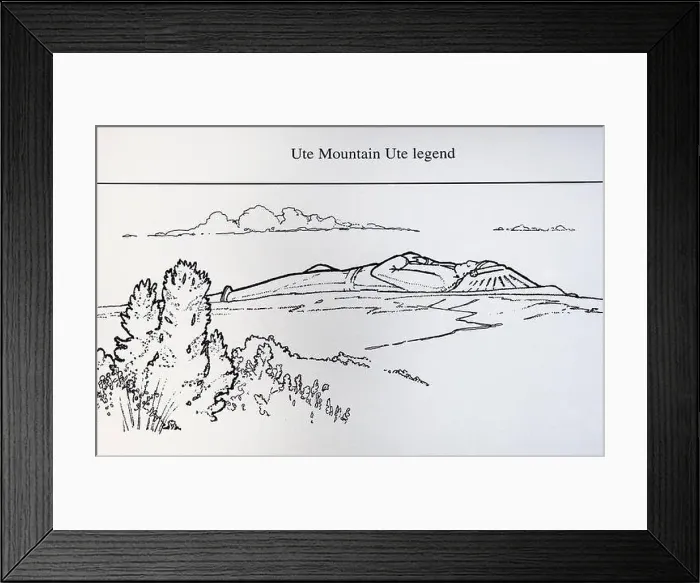 Framed Print : Sleeping Ute Mountain, Ute Indian legend of a great warrior, located in the Escalante area near Dolores Colorado Framed Print : Sleeping Ute Mountain, Ute Indian legend of a great warrior, located in the Escalante area near Dolores Colorado