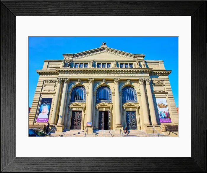 Framed Print : Hamilton County Memorial Building Neoclassical Facade Low Angle View