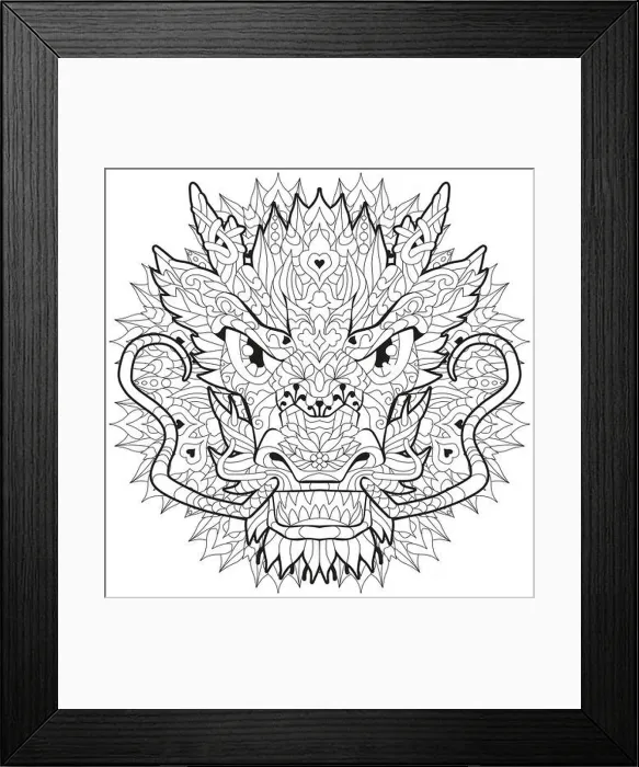 Framed Print : Zentangle dragon head with mandala. Hand drawn decorative vector illustration for coloring Framed Print : Zentangle dragon head with mandala. Hand drawn decorative vector illustration for coloring
