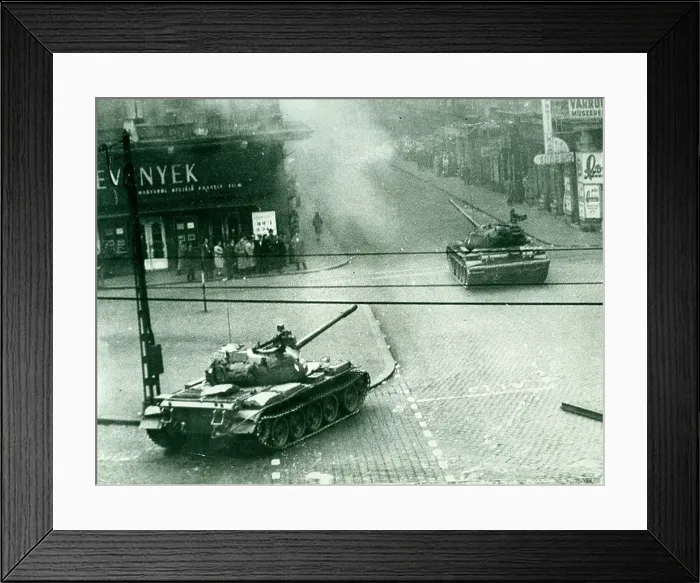 Framed Print : Hungarian uprising, October 1956. Soviet tanks in the streets of Budapest Framed Print : Hungarian uprising, October 1956. Soviet tanks in the streets of Budapest