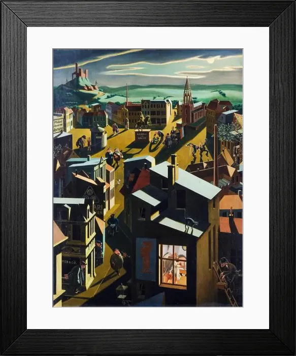 Framed Print : Georg Scholz painting, German Small Town by Night, oil on cardboard, 1923 Framed Print : Georg Scholz painting, German Small Town by Night, oil on cardboard, 1923