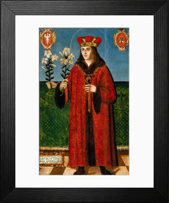 Framed Print : Saint Casimir (1458–1484).. English: The three-handed painting is considered miraculous Framed Print : Saint Casimir (1458–1484).. English: The three-handed painting is considered miraculous