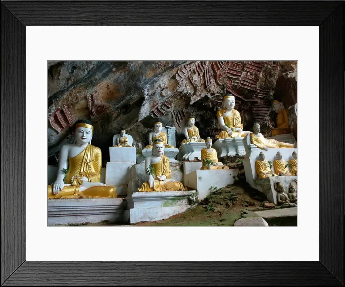 Framed Print : Buddhist cave temple near Moulmein, Mon State, Lower Burma, (Myanmar)