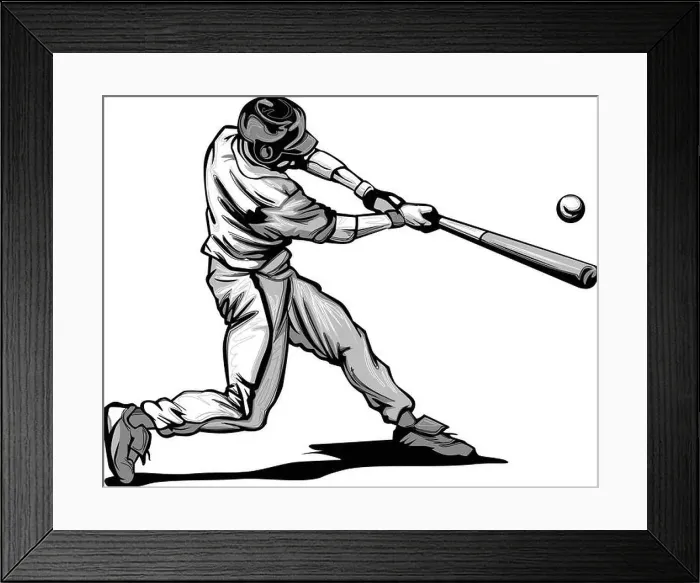 Framed Print : Baseball Batter Hitting Pitch Vector image Framed Print : Baseball Batter Hitting Pitch Vector image