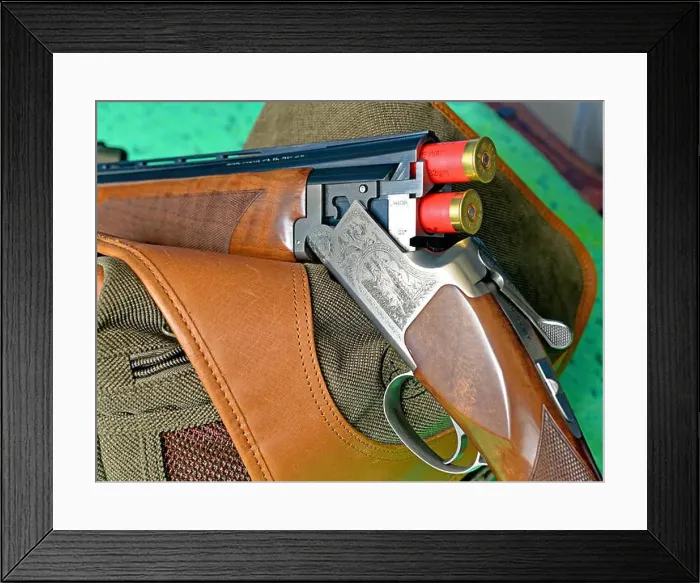 Framed Print : Miroku 12 bore shotgun and catridges Framed Print : Miroku 12 bore shotgun and catridges