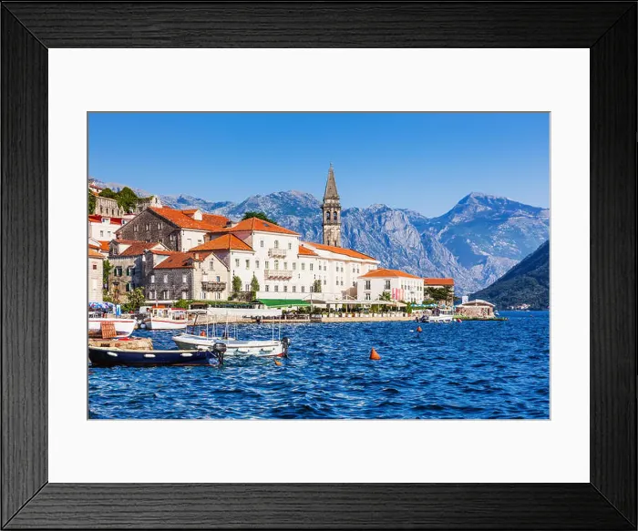Framed Print : Perast, Montenegro. View of the historic town of Perast at the Bay of Kotor Framed Print : Perast, Montenegro. View of the historic town of Perast at the Bay of Kotor