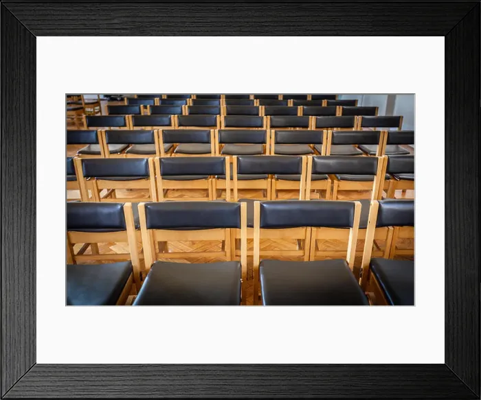 Framed Print : Empty chairs in the church awaiting wedding guests Framed Print : Empty chairs in the church awaiting wedding guests