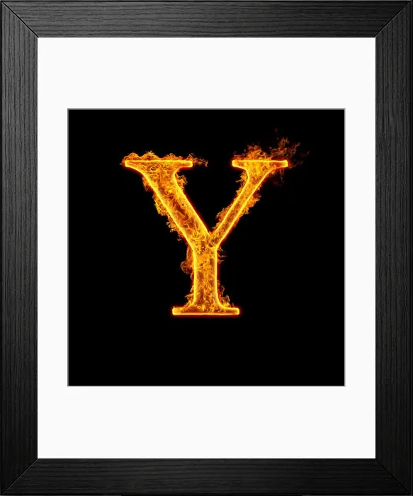 Framed Print : Fire alphabet letter Y isolated on black background Framed Print : Fire alphabet letter Y isolated on black background