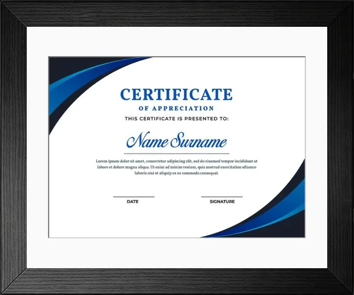 Framed Print : Elegant blue gradient color certificate template, appreciation for business and education Framed Print : Elegant blue gradient color certificate template, appreciation for business and education
