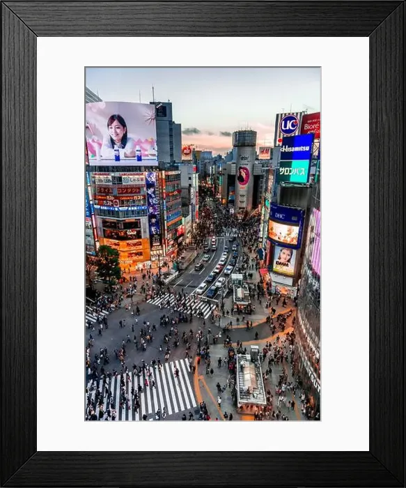 Framed Print : Shibuya Crossing from above, crowds of people at intersection Framed Print : Shibuya Crossing from above, crowds of people at intersection