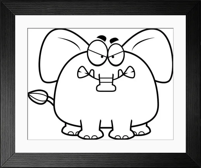 Framed Print : A cartoon illustration of an elephant looking angry Framed Print : A cartoon illustration of an elephant looking angry
