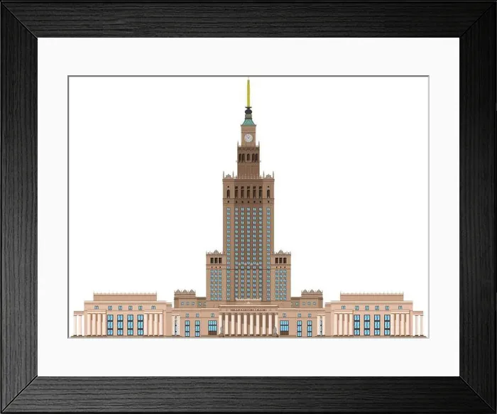 Framed Print : Palace of Culture and Science (Warsaw, Poland). Isolated on white background vector illustration Framed Print : Palace of Culture and Science (Warsaw, Poland). Isolated on white background vector illustration