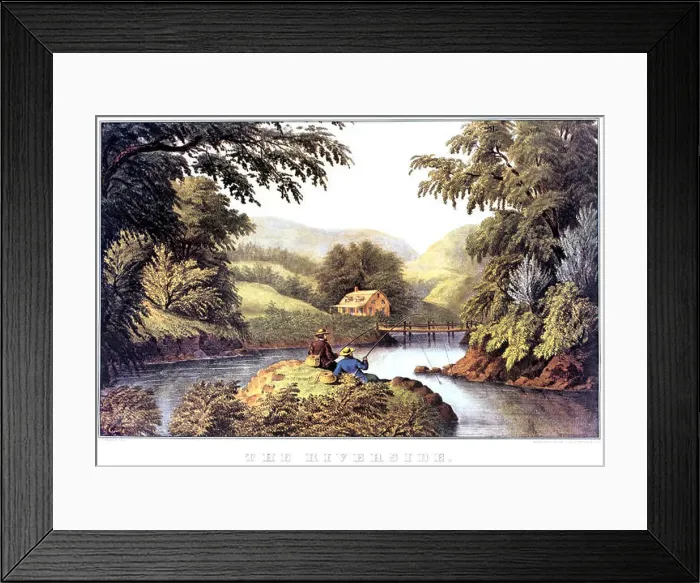 Framed Print : 1870s THE RIVERSIDE - PAINTING BY F F PALMER - CURRIER & IVES LITHOGRAPH - 1870 Framed Print : 1870s THE RIVERSIDE - PAINTING BY F F PALMER - CURRIER & IVES LITHOGRAPH - 1870