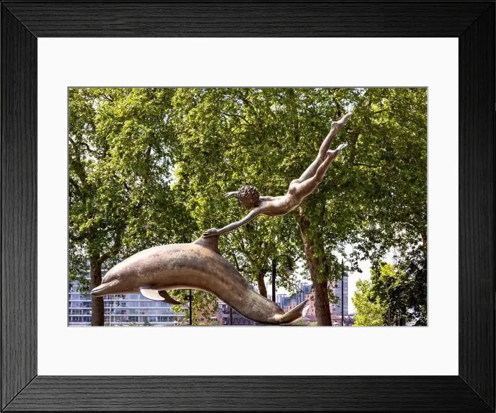 Framed Print : LONDON ENGLAND CHELSEA CHEYNE WALK DAVID WYNNE'S STATUE THE BOY WITH THE DOLPHIN Framed Print : LONDON ENGLAND CHELSEA CHEYNE WALK DAVID WYNNE'S STATUE THE BOY WITH THE DOLPHIN