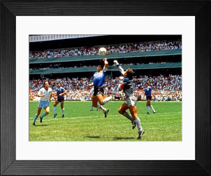 Framed Print : Diego Maradona Hand of God Framed Print : Diego Maradona Hand of God