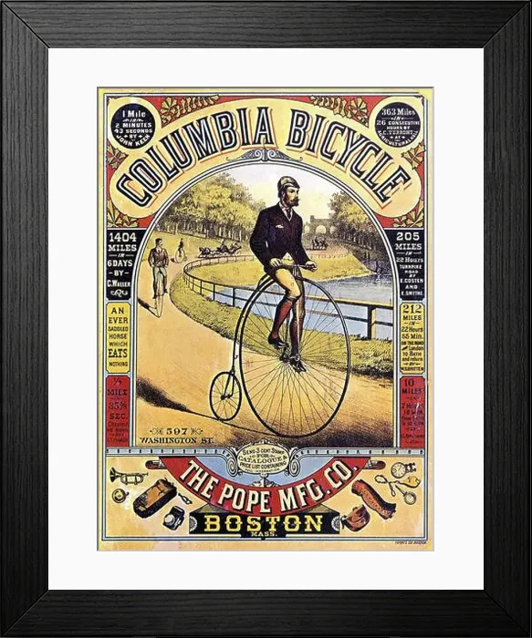 Framed Print : Poster de Columbia bicycle, The Pope Mfg.Co en Boston' / 1890. Museum: BELLA C. LANDAUER COLLECTION NEW YORK USA Framed Print : Poster de Columbia bicycle, The Pope Mfg.Co en Boston' / 1890. Museum: BELLA C. LANDAUER COLLECTION NEW YORK USA