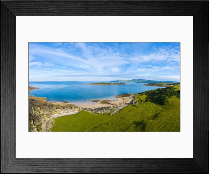 Framed Print : Aerial view of Knockbrex beach, near Borgue, Dumfries & Galloway, Scotland Framed Print : Aerial view of Knockbrex beach, near Borgue, Dumfries & Galloway, Scotland
