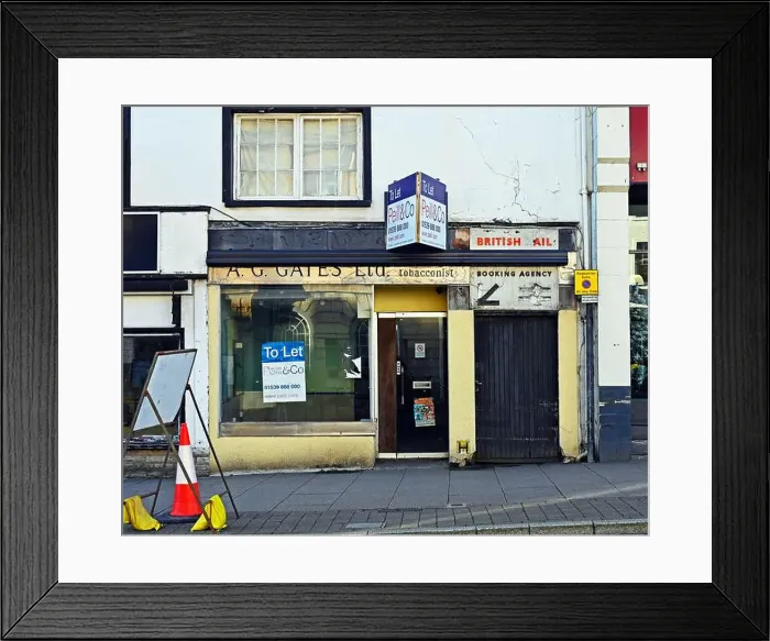 Framed Print : Shop front. former A.G.Gates Ltd Framed Print : Shop front. former A.G.Gates Ltd