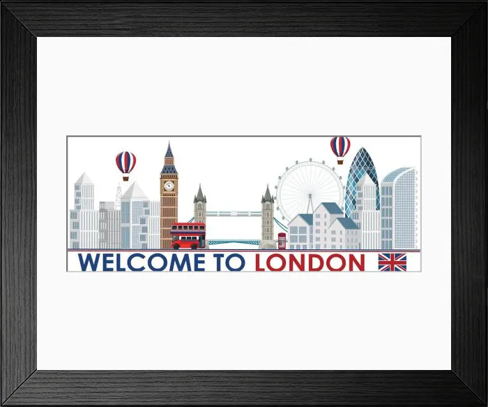 Framed Print : An London Tourist Attraction Template illustration Framed Print : An London Tourist Attraction Template illustration