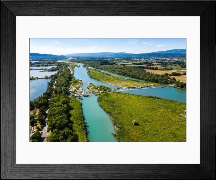 Framed Print : Le Puy-Sainte-Reparade (south-eastern France): aerial view of the Durance River gravel pits Framed Print : Le Puy-Sainte-Reparade (south-eastern France): aerial view of the Durance River gravel pits