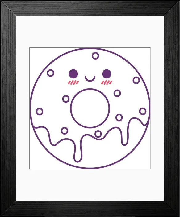 Framed Print : donut cartoon line style icon design, Kawaii food cute expression character funny and emoticon theme Vector illustration Framed Print : donut cartoon line style icon design, Kawaii food cute expression character funny and emoticon theme Vector illustration