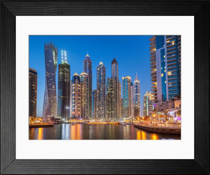 Framed Print : Dubai Marina Skyline at night, Dubai City, United Arab Emirates, UAE, Middle East