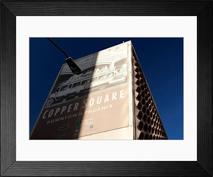 Framed Print : Giant Billboard advertising Copper Square in downtown Phoenix, Arizona, USA Framed Print : Giant Billboard advertising Copper Square in downtown Phoenix, Arizona, USA