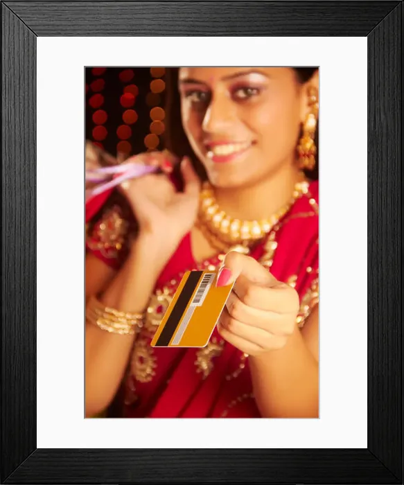 Framed Print : indian Diwali Festival shopping Credit Card Framed Print : indian Diwali Festival shopping Credit Card