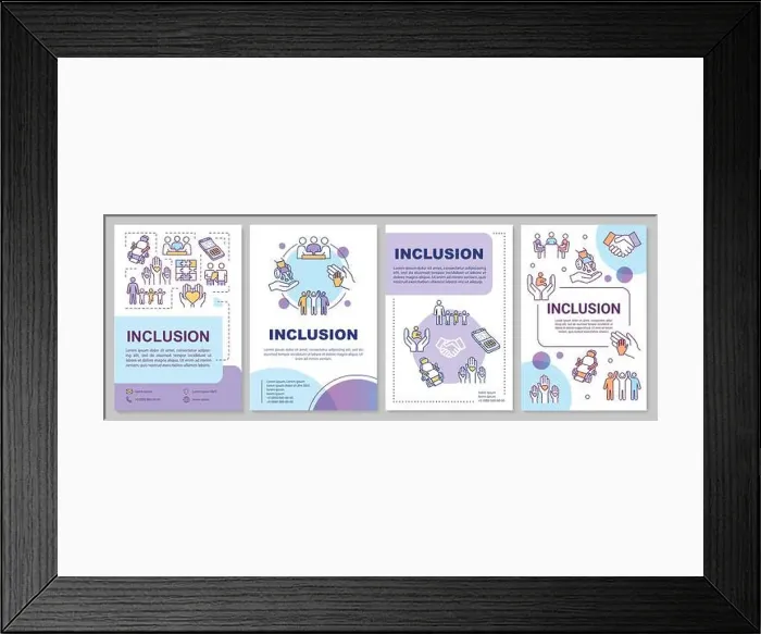 Framed Print : Inclusion brochure template. Disabled aid Framed Print : Inclusion brochure template. Disabled aid