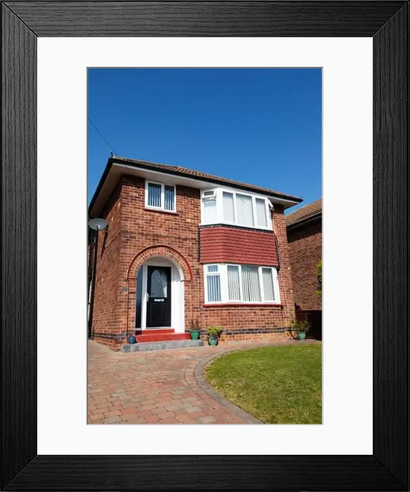 Framed Print : Typical British 1950's detached Barretts house Framed Print : Typical British 1950's detached Barretts house