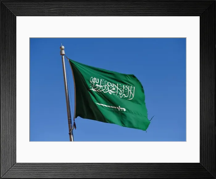 Framed Print : Saudi National Flag, AlUla, Medina Province, Saudi Arabia, Arabian Peninsula Framed Print : Saudi National Flag, AlUla, Medina Province, Saudi Arabia, Arabian Peninsula