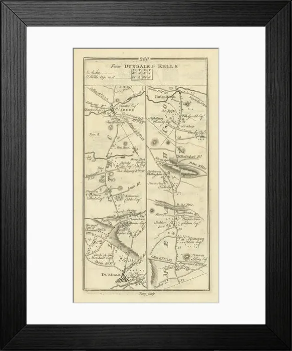Framed Print : #260 Dundalk to Kells. Ardee Carlanstown Louth Meath TAYLOR / SKINNER 1778 map Framed Print : #260 Dundalk to Kells. Ardee Carlanstown Louth Meath TAYLOR / SKINNER 1778 map