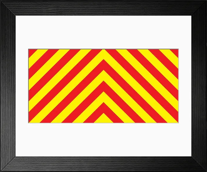 Framed Print : A red and yellow warning chevron emergency vehicle background Framed Print : A red and yellow warning chevron emergency vehicle background
