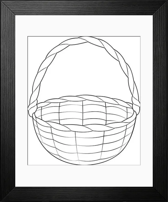 Framed Print : Empty wicker basket. Basket vector icon
