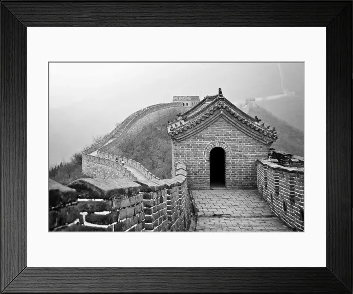 Framed Print : Great wall of China in Mutianyu near Beijing, black and white