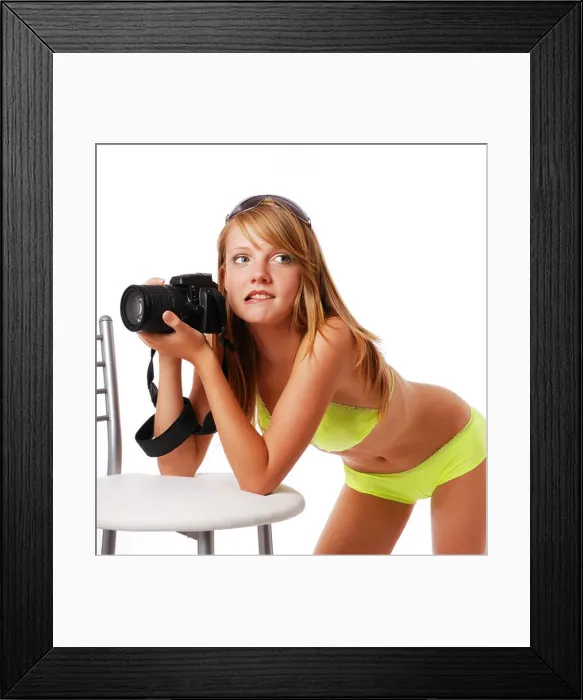 Framed Print : Sexy girl with a DSLR camera Framed Print : Sexy girl with a DSLR camera