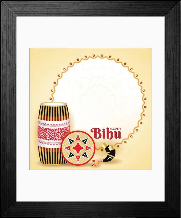 Framed Print : Happy Bihu Assam New Year Poster Framed Print : Happy Bihu Assam New Year Poster
