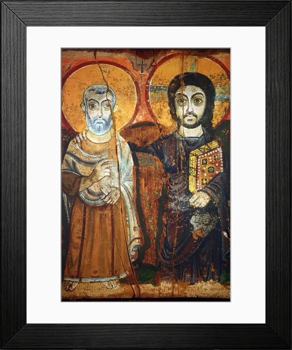 Framed Print : The sixth-century Egyptian icon of Jesus with Saint Menas commonly known as the icon of Jesus and his friend Framed Print : The sixth-century Egyptian icon of Jesus with Saint Menas commonly known as the icon of Jesus and his friend