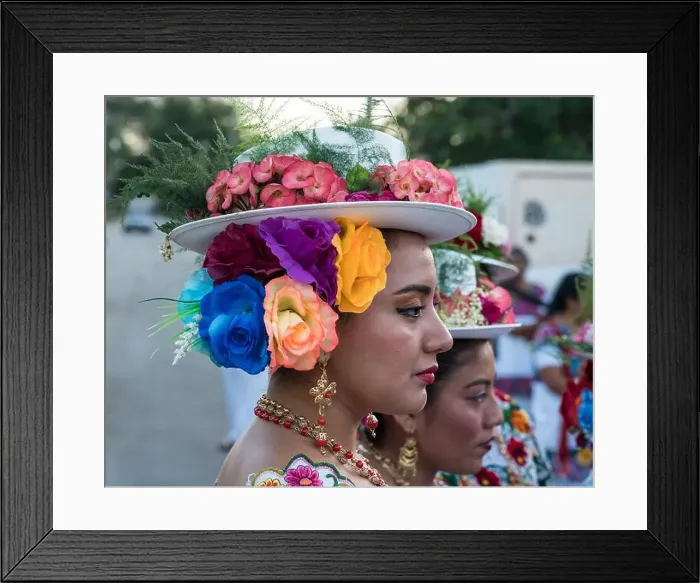 Framed Print : Women in tradtional festive embroidered huipils and flowered hats prepare for the Dance of the Pig's Head Framed Print : Women in tradtional festive embroidered huipils and flowered hats prepare for the Dance of the Pig's Head
