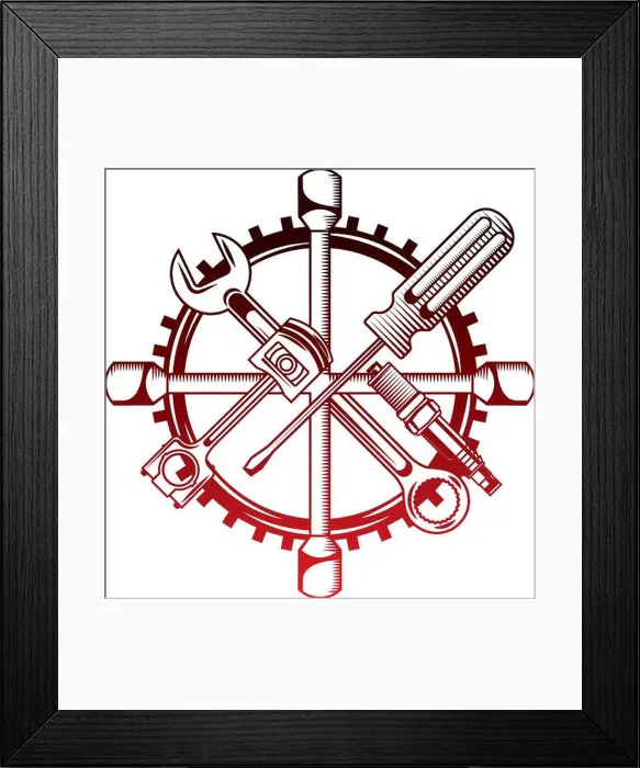 Framed Print : industry automotive tools wrench piston plug screwdriver gear Framed Print : industry automotive tools wrench piston plug screwdriver gear