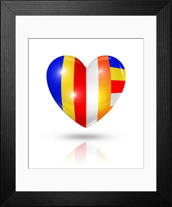 Framed Print : Love buddhism symbol. 3D heart flag icon isolated on white with clipping path Framed Print : Love buddhism symbol. 3D heart flag icon isolated on white with clipping path