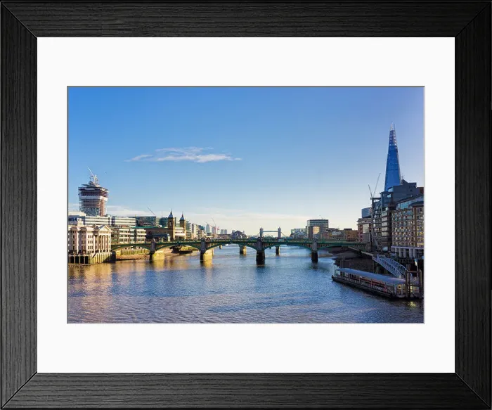 Framed Print : Southwark bridge over The River Thames and the city of London, England, UK - with the Shard Framed Print : Southwark bridge over The River Thames and the city of London, England, UK - with the Shard
