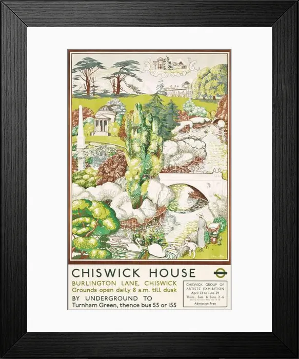 Framed Print : Chiswick House, by Vera Ross, 1937 - Vintage advertisement for London transit system Framed Print : Chiswick House, by Vera Ross, 1937 - Vintage advertisement for London transit system