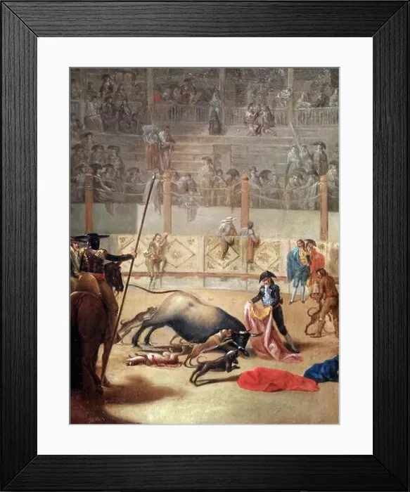 Framed Print : CARNICERO, ANTONIO PINTOR ESPAÑOL. SALAMANCA 1748-1814 PERROS AL TORO COLECCION. L. MALDONADO TAUROMAQUIA
