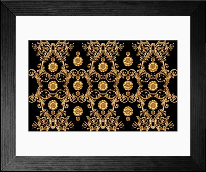 Framed Print : A beautiful baroque design for textile print or creating new design. Baroque illustration for digital print on black Framed Print : A beautiful baroque design for textile print or creating new design. Baroque illustration for digital print on black