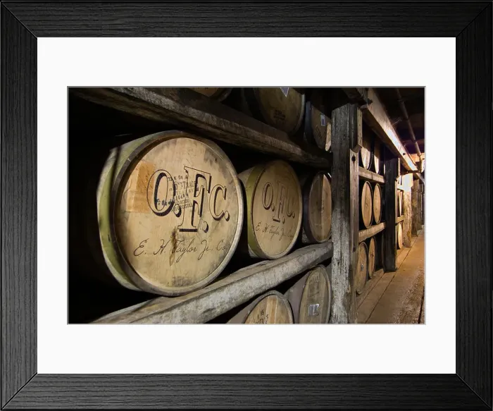 Framed Print : Barrels of Bourbon Aging in a Rick House at Buffalo Trace Distillery in Frankfort, Kentucky Framed Print : Barrels of Bourbon Aging in a Rick House at Buffalo Trace Distillery in Frankfort, Kentucky