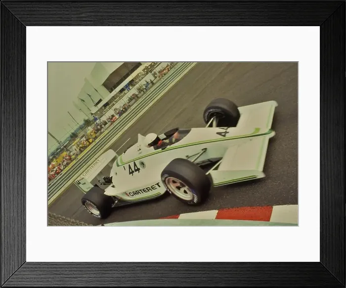 Framed Print : Meadowlands GP 1987 with Chip Robinson in the 44 car with Carteret Savings sponsorship Framed Print : Meadowlands GP 1987 with Chip Robinson in the 44 car with Carteret Savings sponsorship